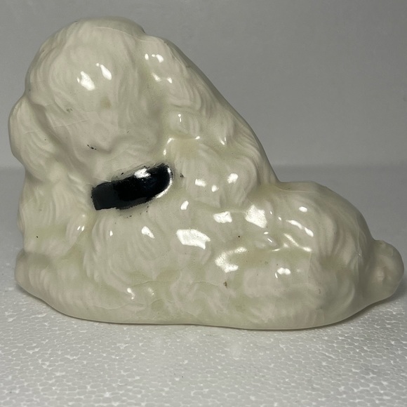 Hand painted art pottery white dog figurine - Picture 3 of 5
